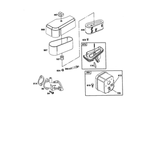 Exhaust Muffler Diagram and Parts List for 198700-198799 0141 Briggs and Stratton Engine